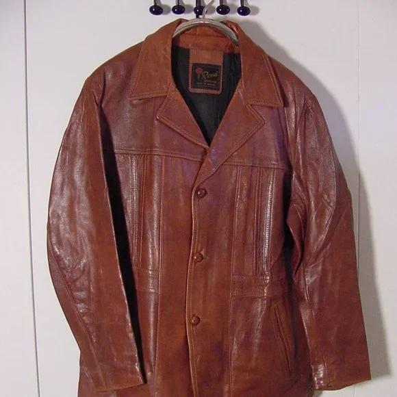 ▪️70’s【REED】 LEATHER JACKET Vintage Reed Sportswear Mens Bown Leather Jacket Coat 3